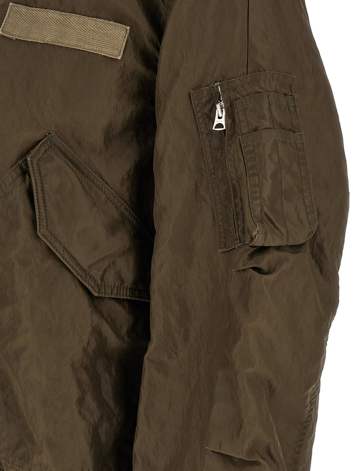 Sacai Crumpled Nylon Jacket Puffer Jackets - Verde | 76337751257988940a2716e032a6abadf9357a8e