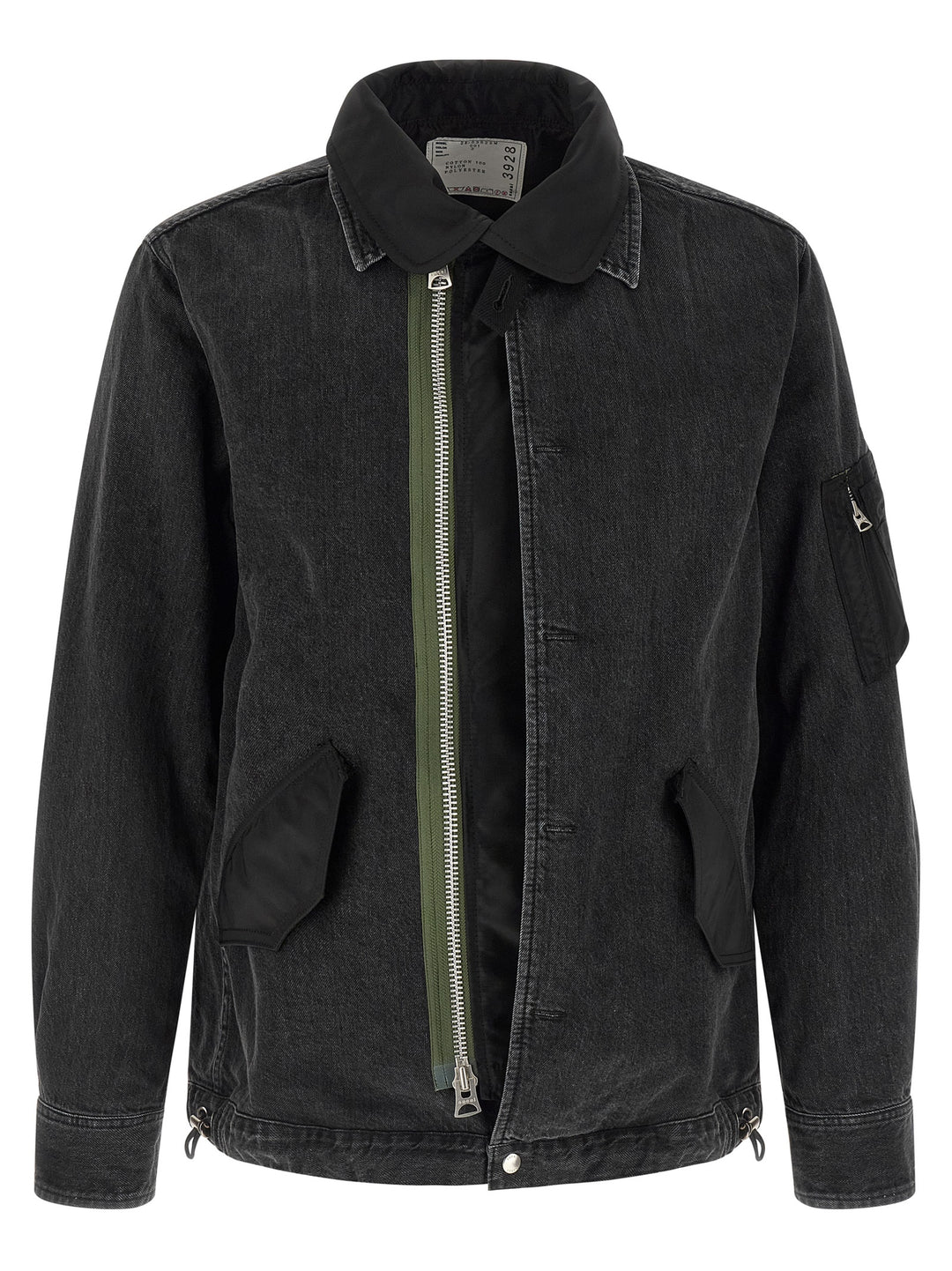 Sacai Nylon Insert Denim Jacket Puffer Jackets - Nero | 72c0c2768af82c8fdd54be5cb5f256c290612314