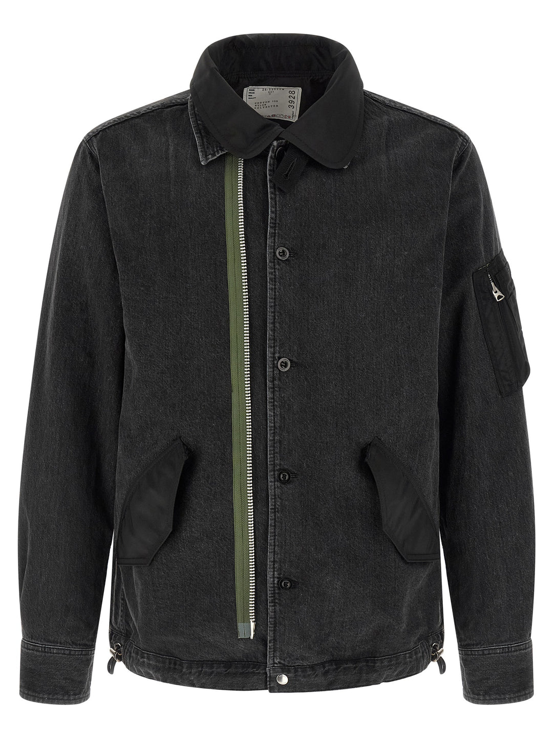 Sacai Nylon Insert Denim Jacket Puffer Jackets - Nero | fc9f48b6d209fd62a5912082f5a14773cdebf535