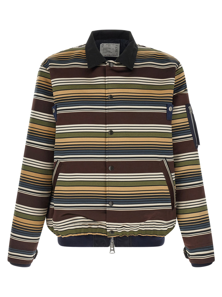 Sacai Horizontal Stripe Puffer Jackets - Marrone | 7d00a6aedf6d4155617b985d8357079b7422e0d5