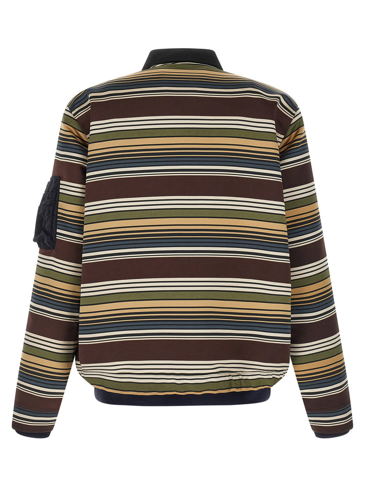 Sacai Horizontal Stripe Puffer Jackets - Marrone | c2a38f07c3f8e2daee52795fc2132e106a59f07f