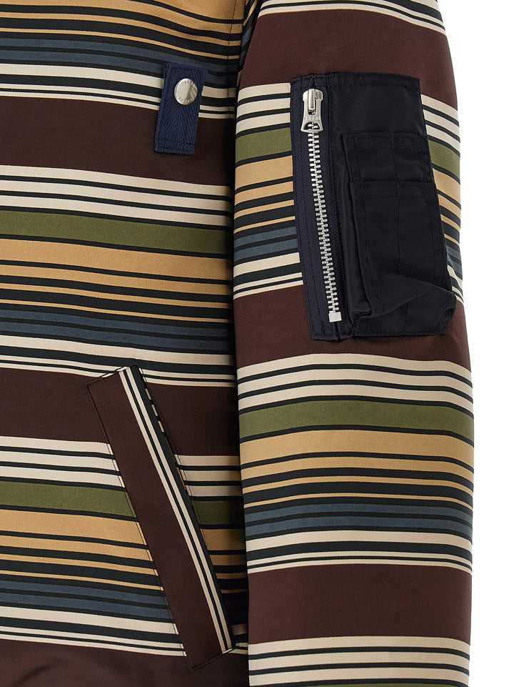 Sacai Horizontal Stripe Puffer Jackets - Marrone | 17298e183ce64cb36c21fc47a1ac0b1b239009da