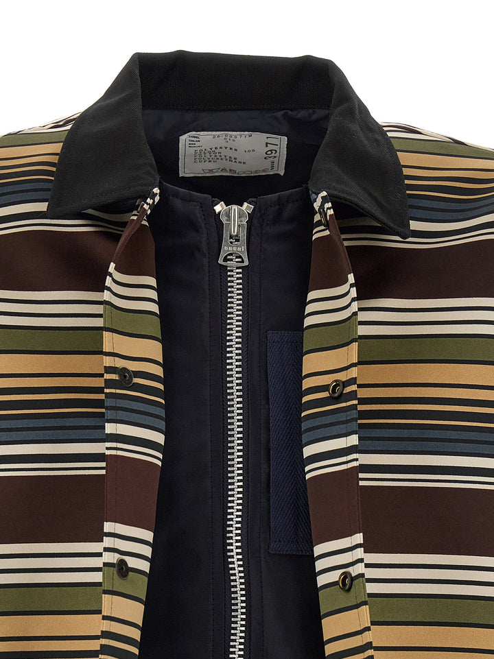 Sacai Horizontal Stripe Puffer Jackets - Marrone | ca813ae3e9e57b0a3cc59f724dec606a79f2376d