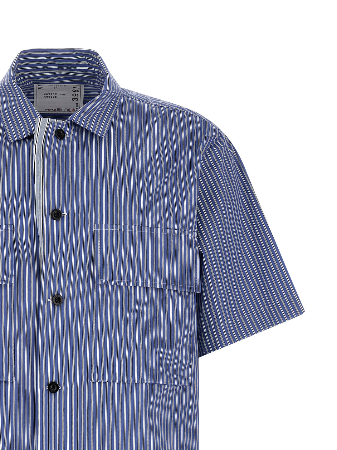 Sacai Striped Shirt Camicie - Celeste | f4baf262f700ce1a40fa4ef3f9e173dcfccd36f4