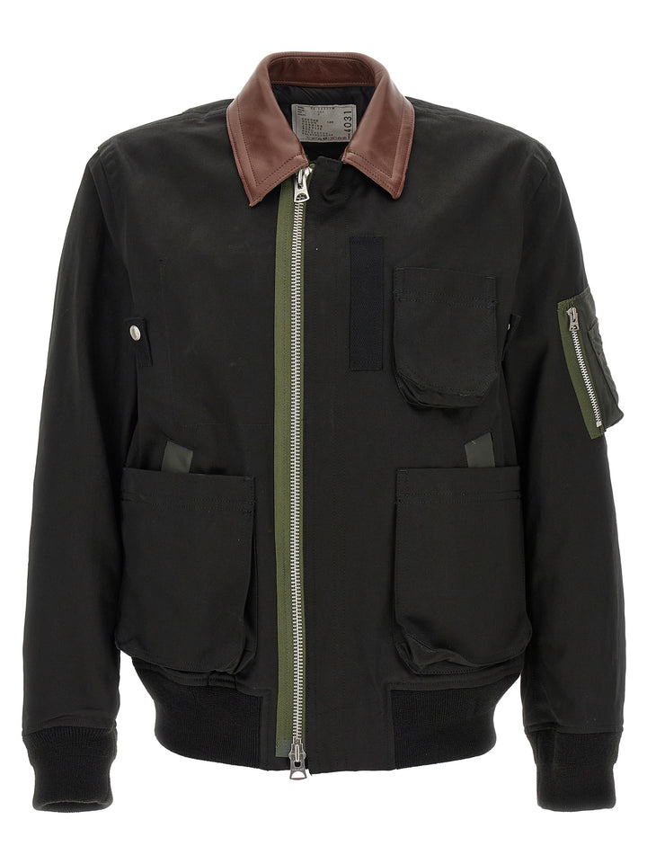 Sacai Cotton Blouson Jacket Puffer Jackets - Nero | 357d28fcd619de82ba6063d28d468c0f97fa6330