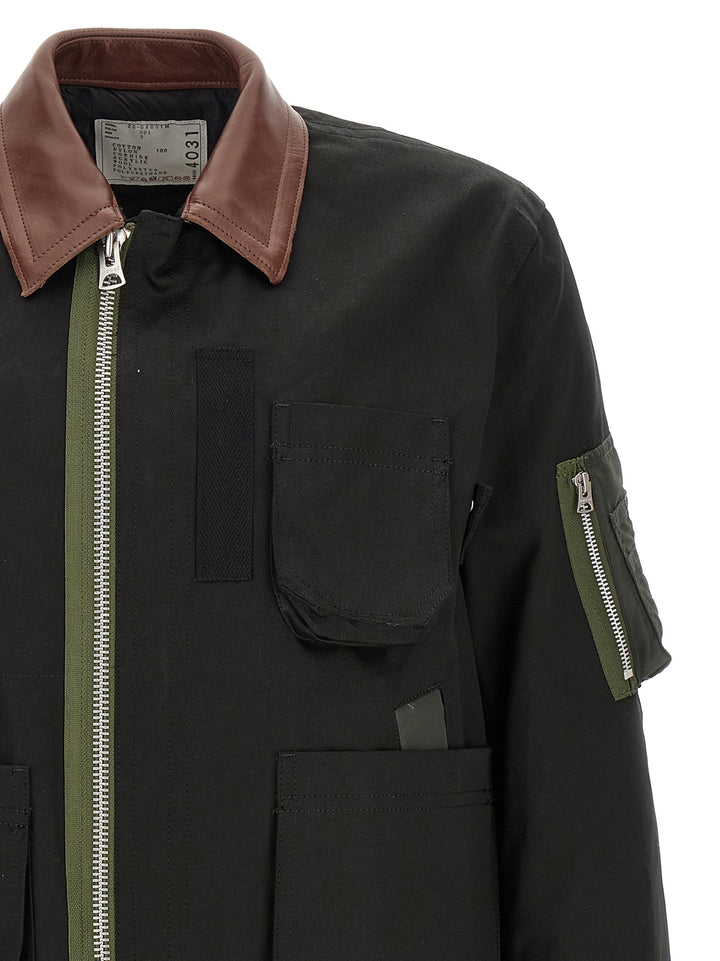 Sacai Cotton Blouson Jacket Puffer Jackets - Nero | 91512983f2c05390cb35c384befe4b9d830b130b