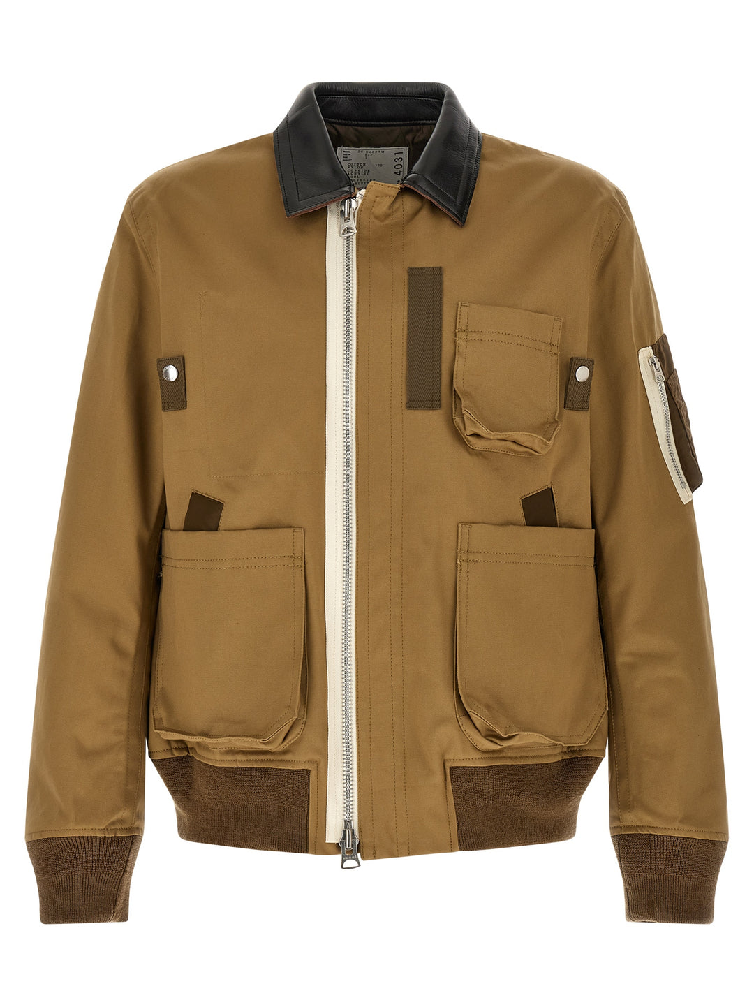 Sacai Leather Collar Blouson Puffer Jackets - Marrone | ac24c46f32246b2759ed7eb0ff489858159666b6