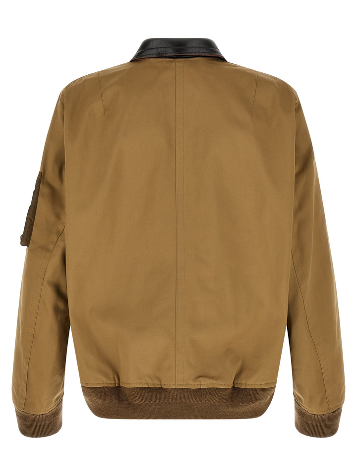 Sacai Leather Collar Blouson Puffer Jackets - Marrone | ee84c07d419ae1cb4dd5fe0e3af043a695f9b6df
