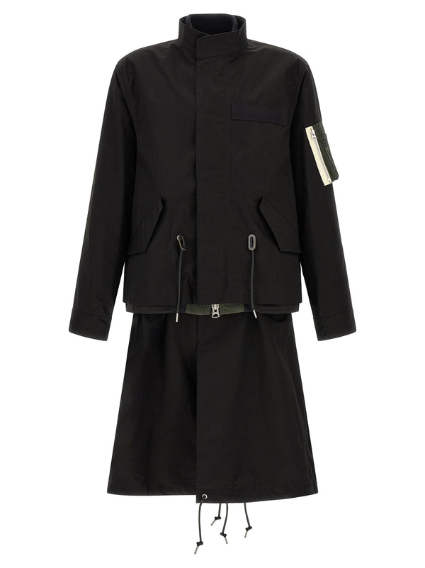 Nylon Twill X Rip Stop Trench e impermeables Negro