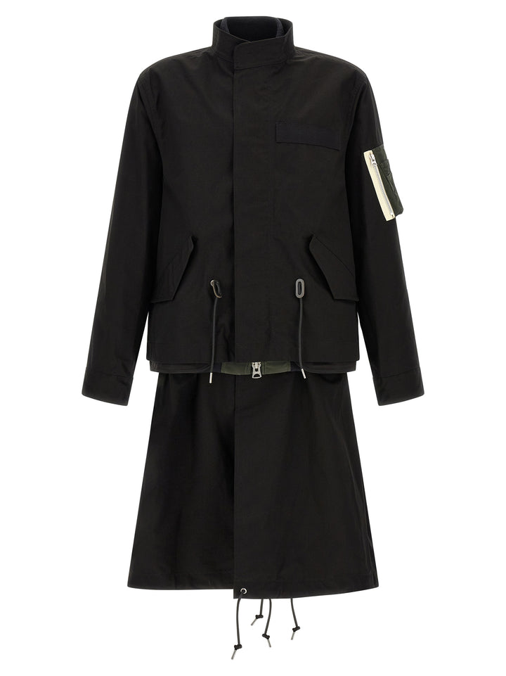 Sacai Nylon Twill X Rip Stop Trench e Impermeabili - Nero | c5e5096c7e8de9e7444c0ef49b50f2fff4fd2fcd