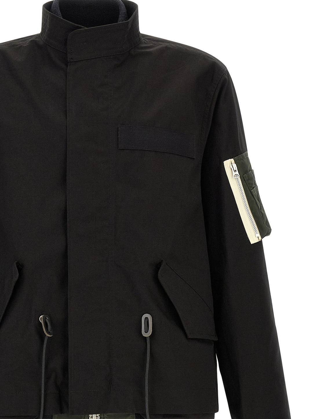 Sacai Nylon Twill X Rip Stop Trench e Impermeabili - Nero | 4a2f248dbdbfcce63bef1ab18367968c40d54dbb