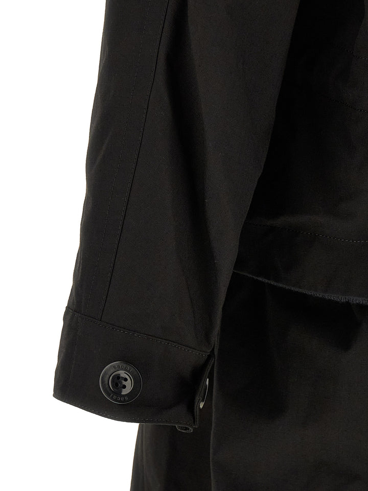 Sacai Nylon Twill X Rip Stop Trench e Impermeabili - Nero | fceb0c23a5fe569d884a4d9065aa80018376274b