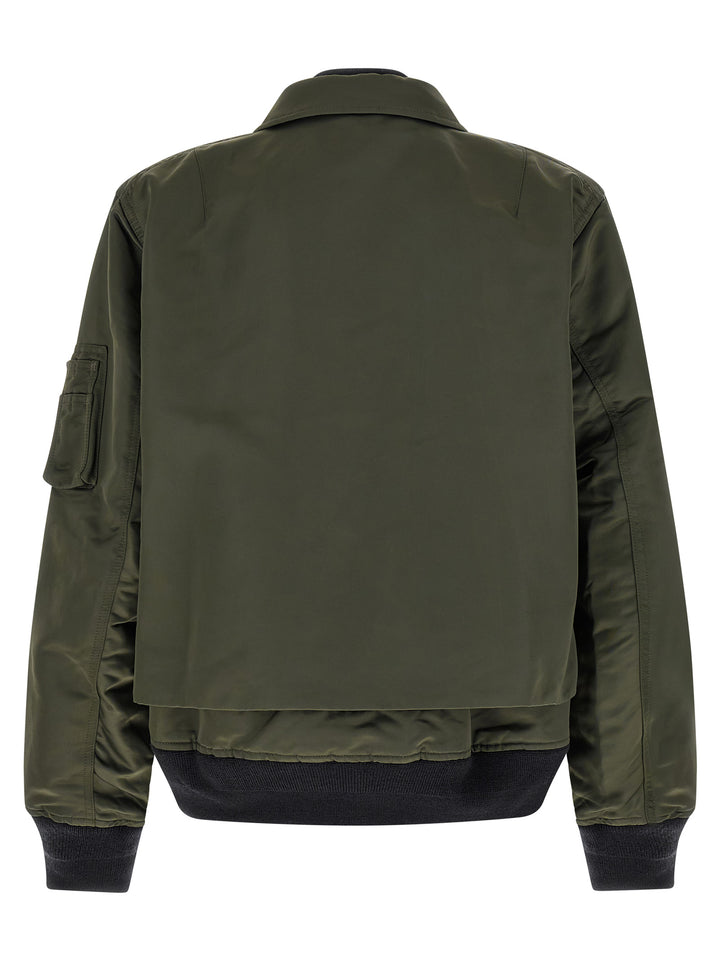 Sacai Double Layer Blouson Puffer Jackets - Verde | 66e58daceefc1363030ec54c66707fe4f9488046