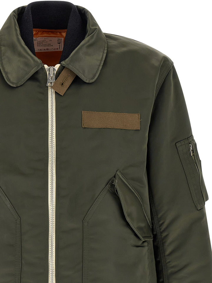 Sacai Double Layer Blouson Puffer Jackets - Verde | 81cc47872a8160ccff54fc68b455951277f160a4