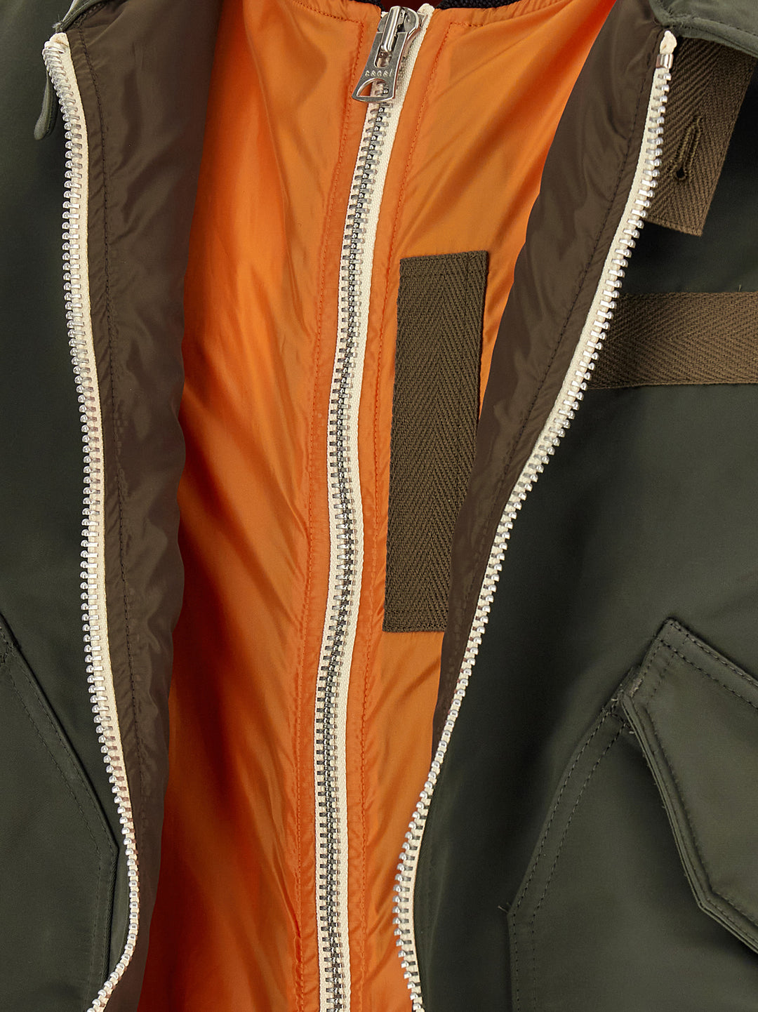 Sacai Double Layer Blouson Puffer Jackets - Verde | 8a7a47efe50dfec6df2e881d4f957c1bc4906027