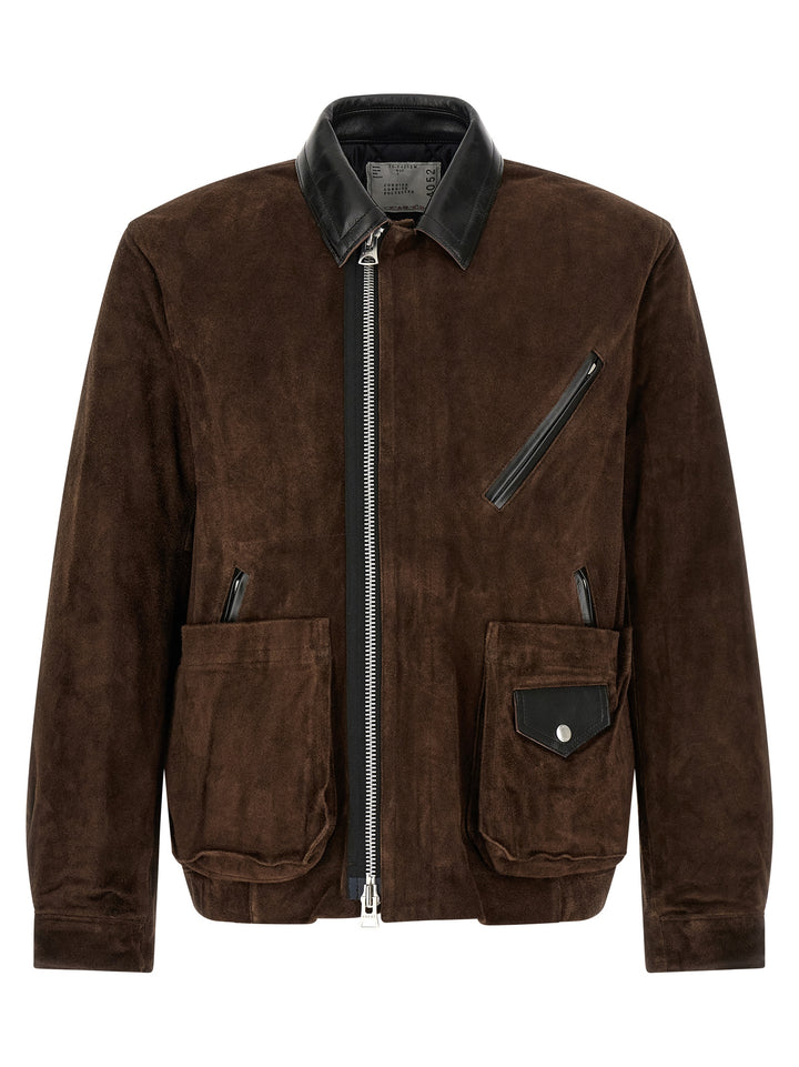 Sacai Suede Blouson Puffer Jackets - Marrone | d28793330b28167bc50699625eaacb75ff9136ef