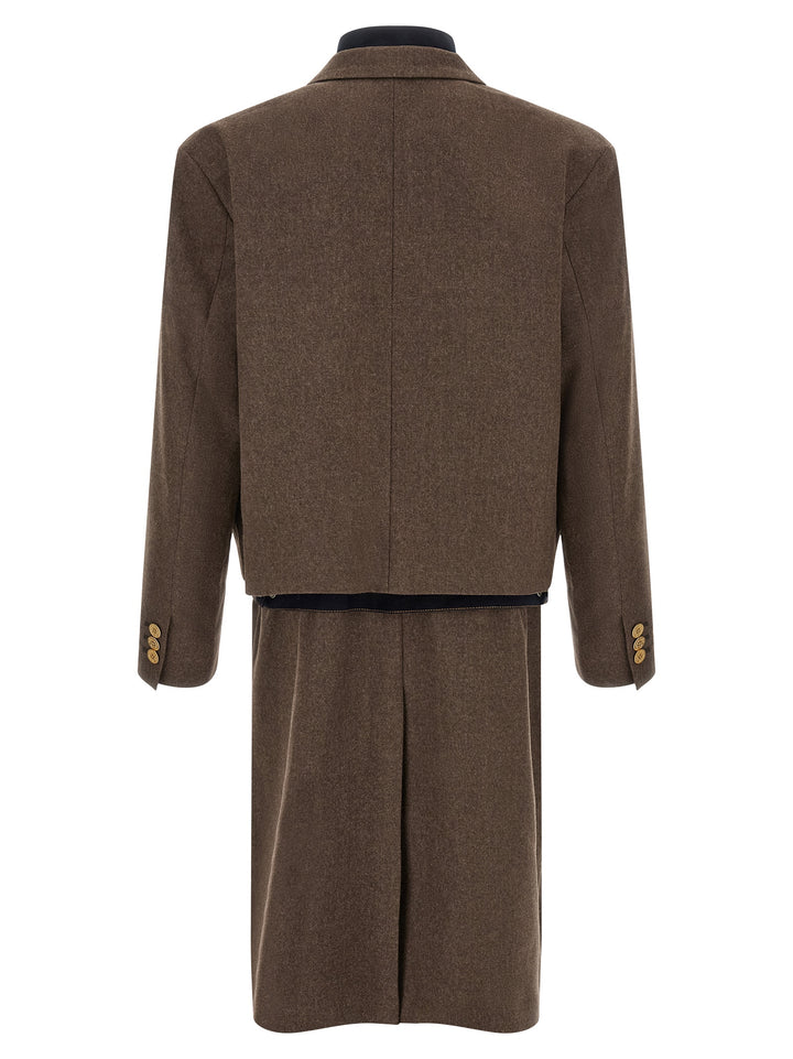 Sacai Wool Flannel X Denim Coat Trench e Impermeabili - Marrone | d8db582af14104c6097adae4d5b775ef91628d42