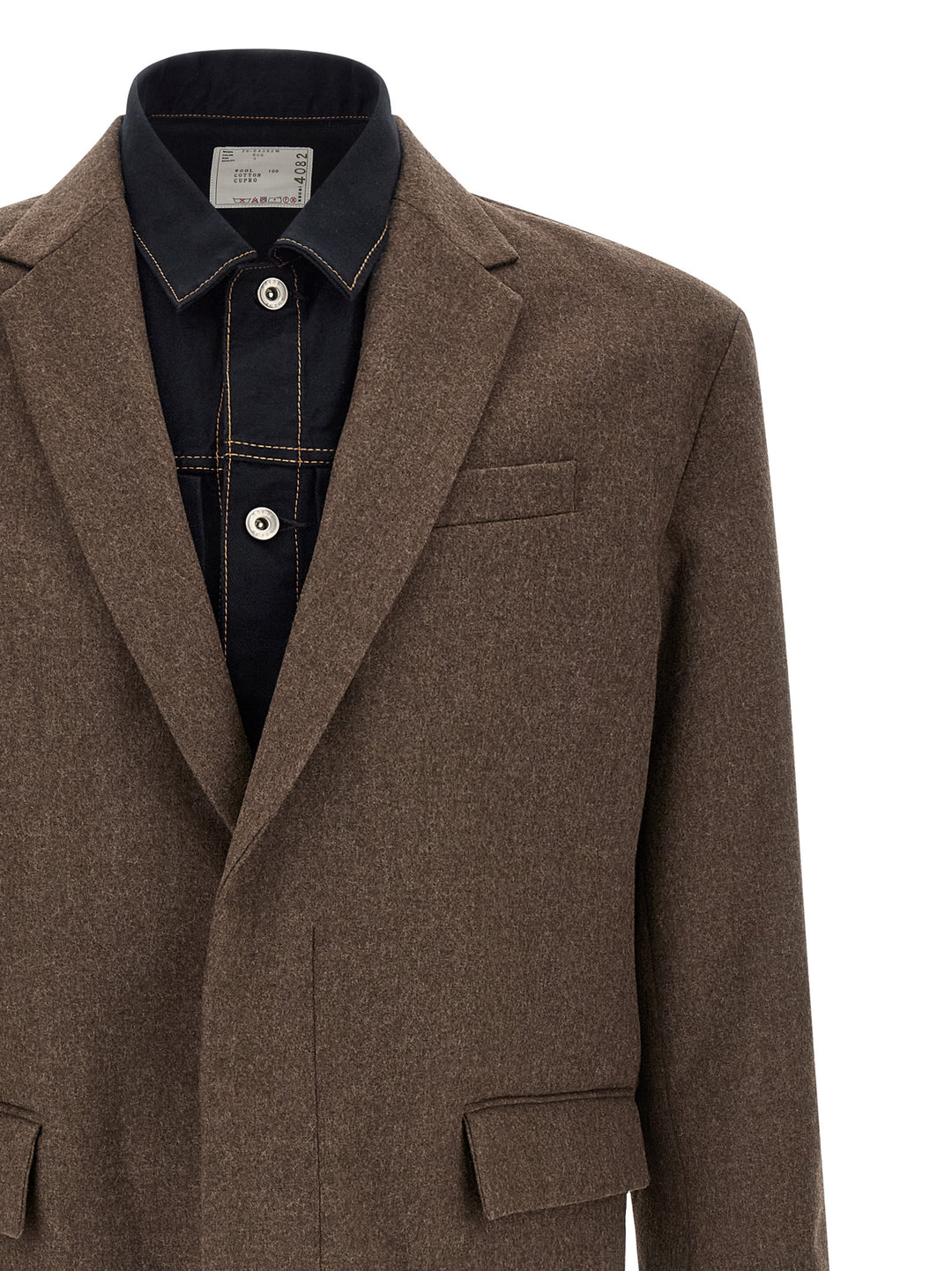 Sacai Wool Flannel X Denim Coat Trench e Impermeabili - Marrone | dff1f3431e7fd082af8f5f6acd4a9c679b671b2b