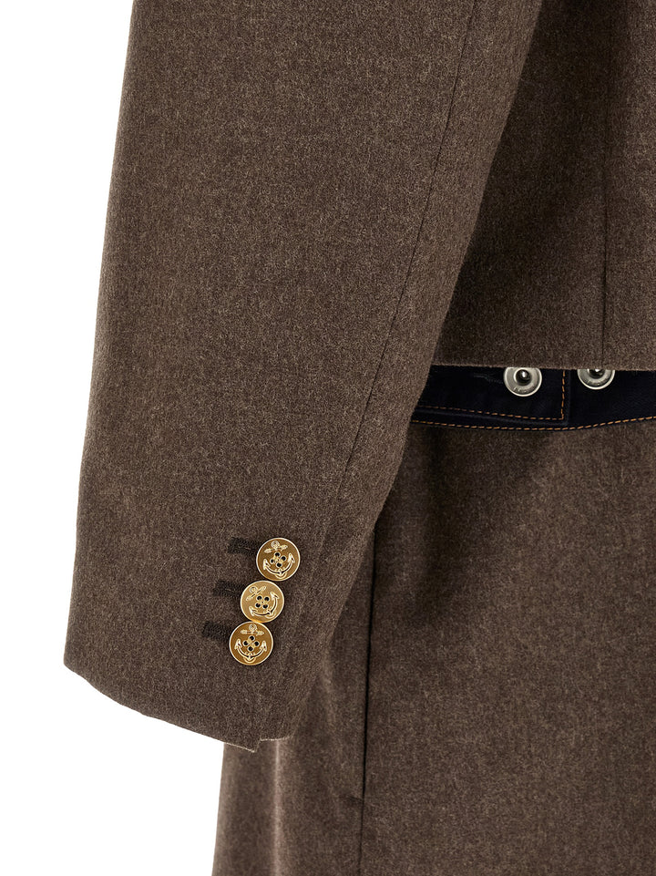 Sacai Wool Flannel X Denim Coat Trench e Impermeabili - Marrone | 782d5637dcad58389d84a725ad25ed794fdc4c73