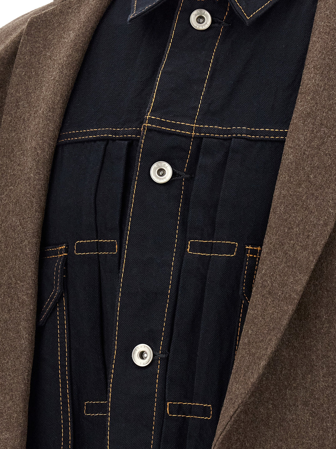 Sacai Wool Flannel X Denim Coat Trench e Impermeabili - Marrone | c8906c6e8e03863c5ccd85b2980e5eb32c92fd39