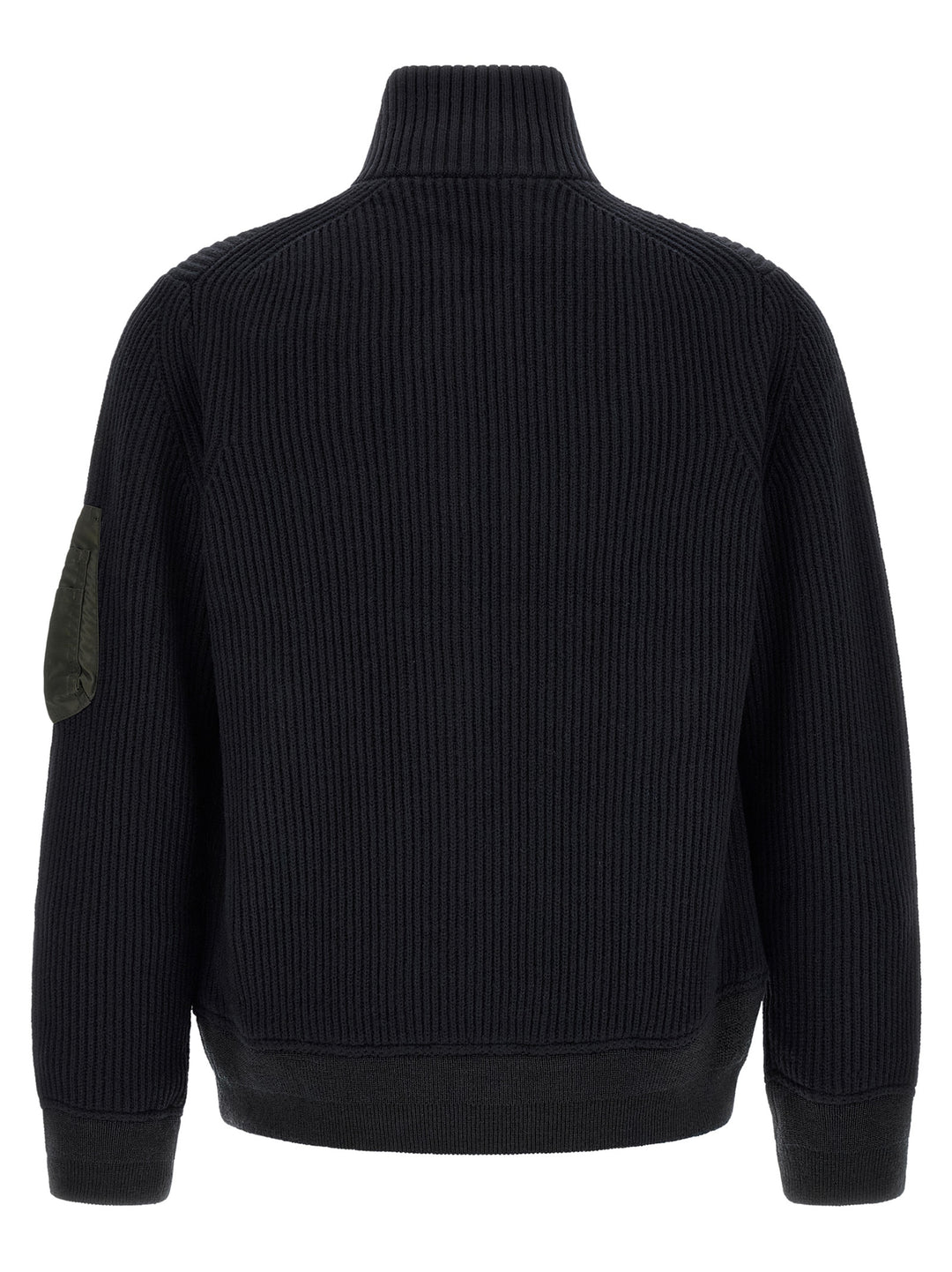 Sacai Ribbed Knit Blouson Puffer Jackets - Blu | 30c208a36a0ed13e184bb7a485f2d6397c034f63