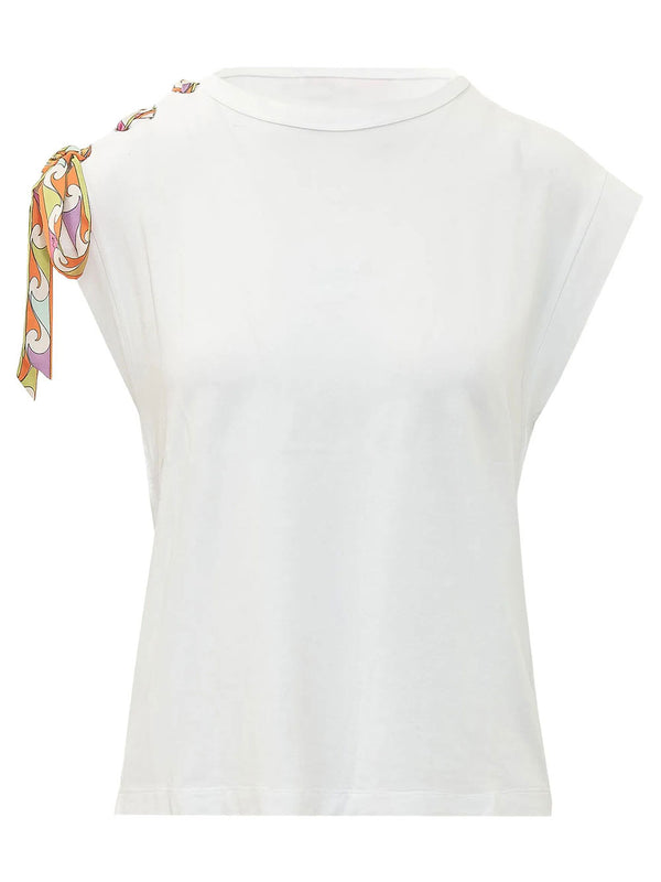 T-Shirt In Viscosa Con Nastro In Seta