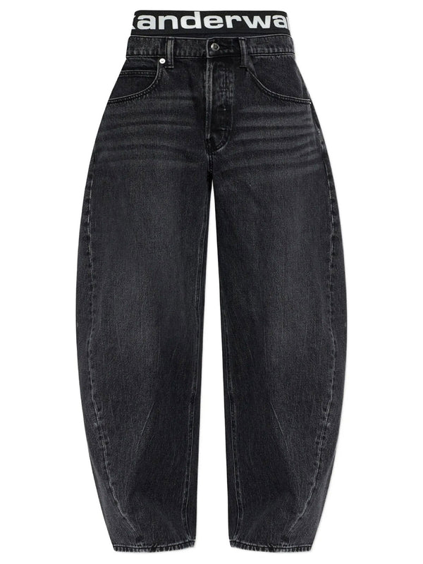 Jeans A Palloncino Con Shorts Da Ciclista E Logo