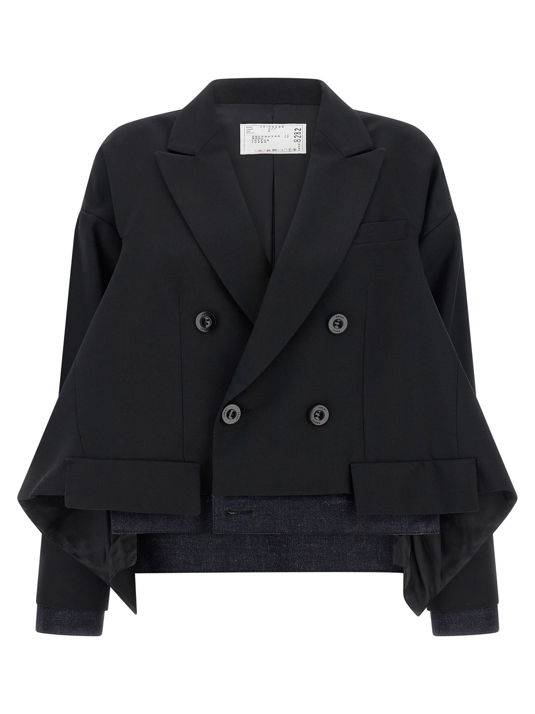 Sacai Denim Insert Blazer BlazerS - Nero | 9713bf9d798665b56e79166fe4396ec71271ef58