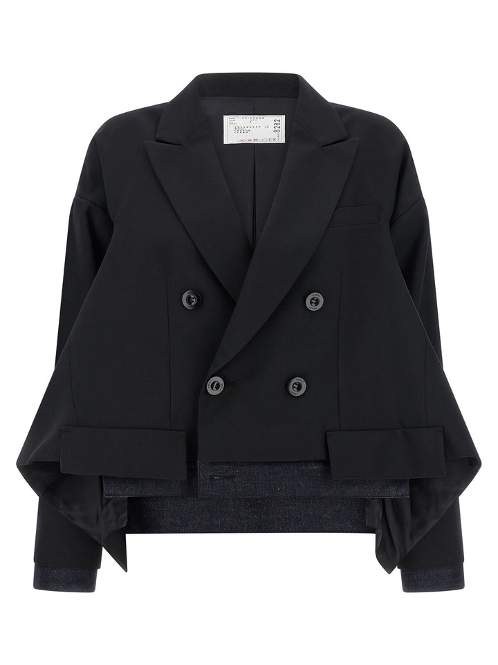 Sacai Denim Insert Blazer BlazerS - Nero | 9713bf9d798665b56e79166fe4396ec71271ef58