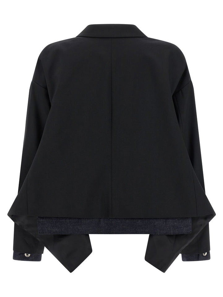 Sacai Denim Insert Blazer BlazerS - Nero | b231064c5fe5bf65cb9f1a9b9390fadb2e7d5c39