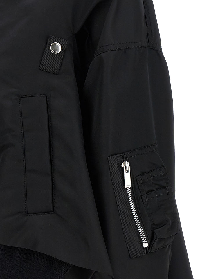Sacai Asymmetrical Blouson Bottom Puffer Jackets - Nero | 7b91d76944d1c925e1a576656eef12aab0e48385