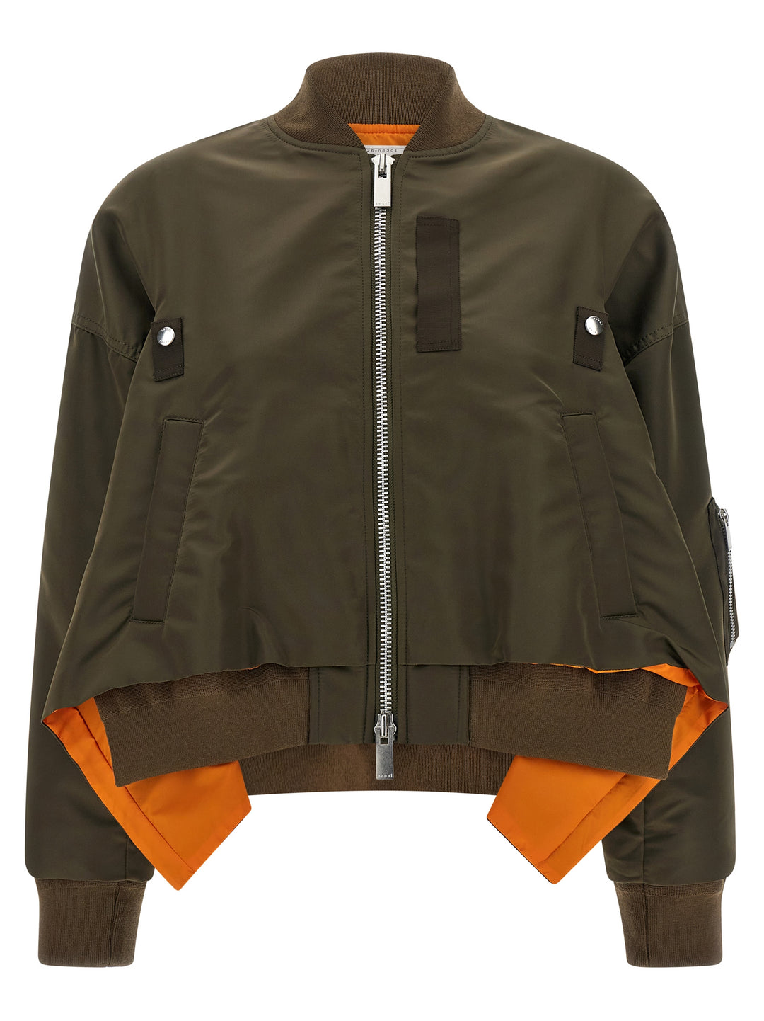 Sacai Asymmetrical Blouson Bottom Puffer Jackets - Verde | f01352ff577bb9222dce401171242f3333a4a625
