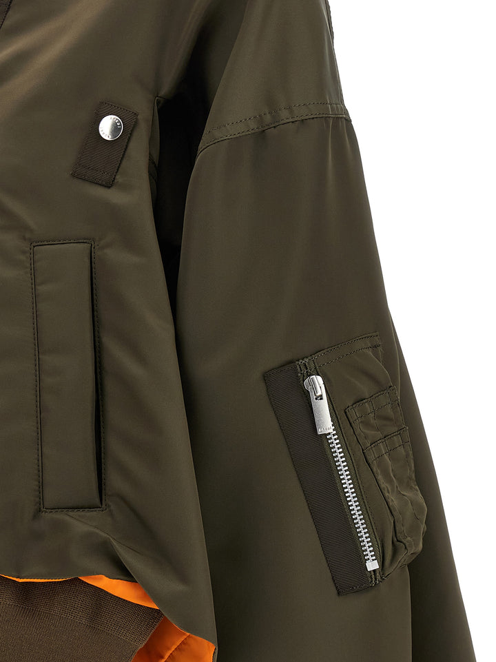 Sacai Asymmetrical Blouson Bottom Puffer Jackets - Verde | f15036bae5838b6812e799619e20fa23d1a1ae4d