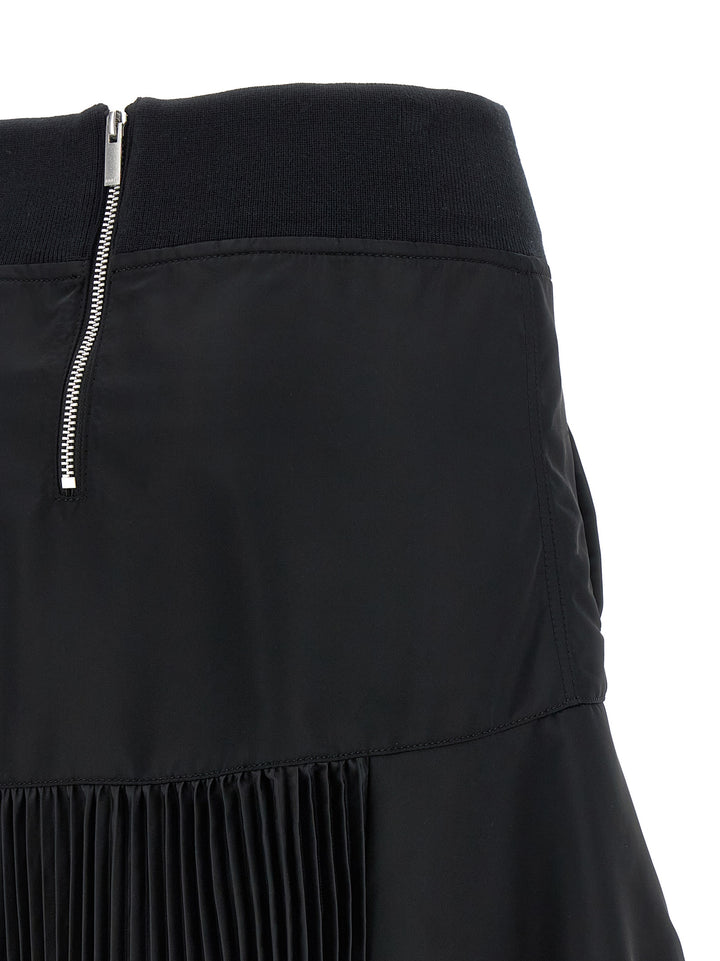 Sacai Pleated Insert Skirt Gonne - Nero | 44bde86459950e44d0f7f08fd9ab4e7d9e34f8c1