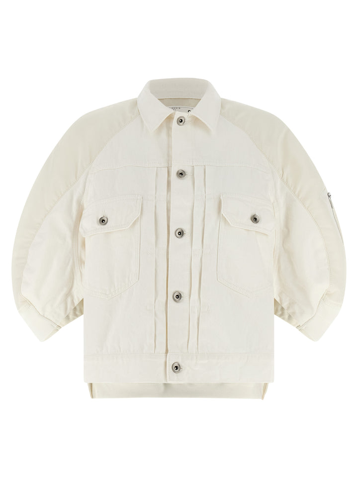 Sacai Hybrid Bomber Jacket Puffer Jackets - Bianco | 90920bb80065434ff983ec8cb0435540857cd408