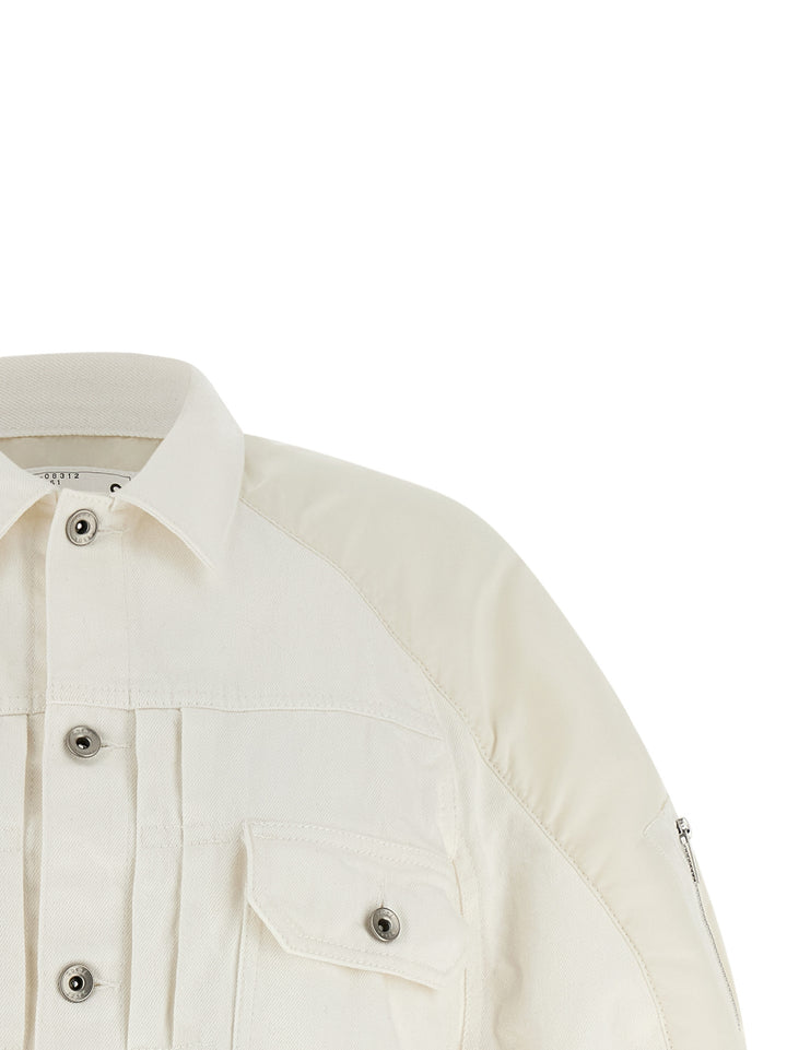 Sacai Hybrid Bomber Jacket Puffer Jackets - Bianco | c773d59598655ab9f704497f89a68ac33852adfb