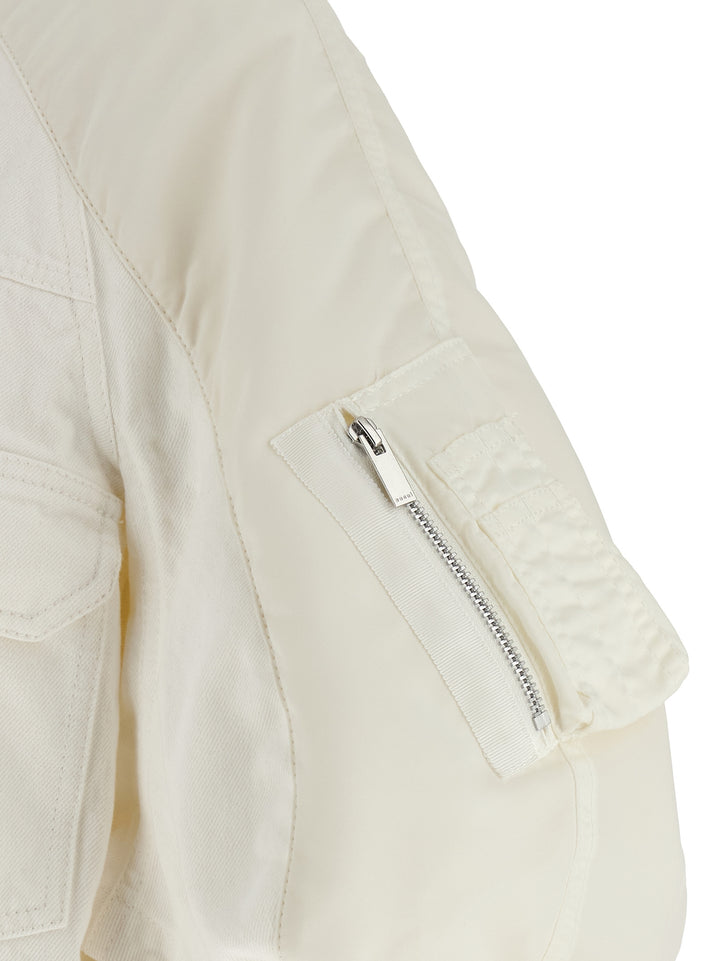 Sacai Hybrid Bomber Jacket Puffer Jackets - Bianco | b10b107fcc9e95b8020fdd3ad48ba6715d83e469