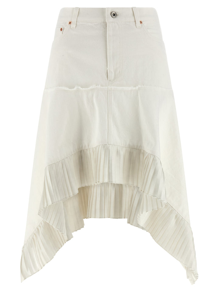 Sacai Satin Denim Skirt Gonne - Bianco | d27417304fc18a1a48ff808506fa4d4daed66cb2