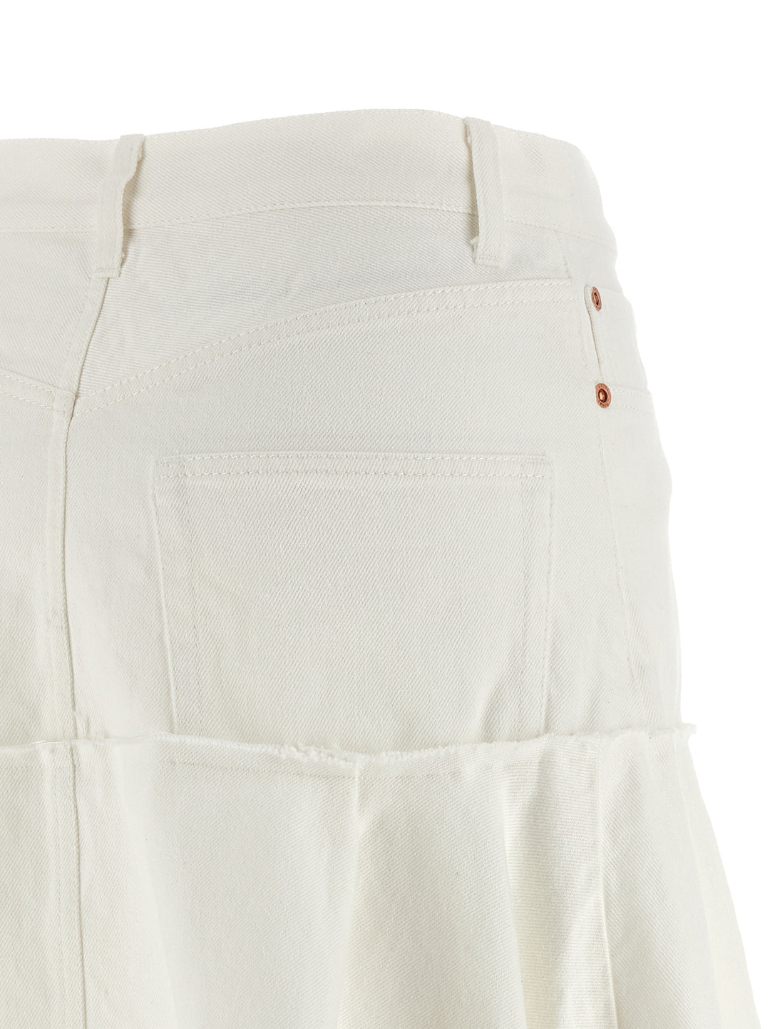 Sacai Satin Denim Skirt Gonne - Bianco | 37be8752bc1c7fe02956c03db36581695528f02c
