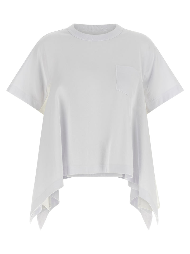 Sacai Denim Insert T shirt - Bianco | c1e46cec9d18a8b7b94bd8ee704ebd02840d2160