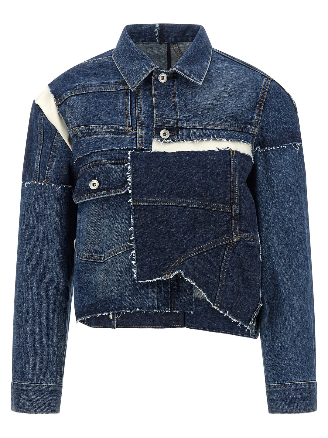 Sacai Patchwork Denim Jacket Puffer Jackets - Blu | 5bd01e12d010ef647bc1e173e5c44149a5ce0dd1