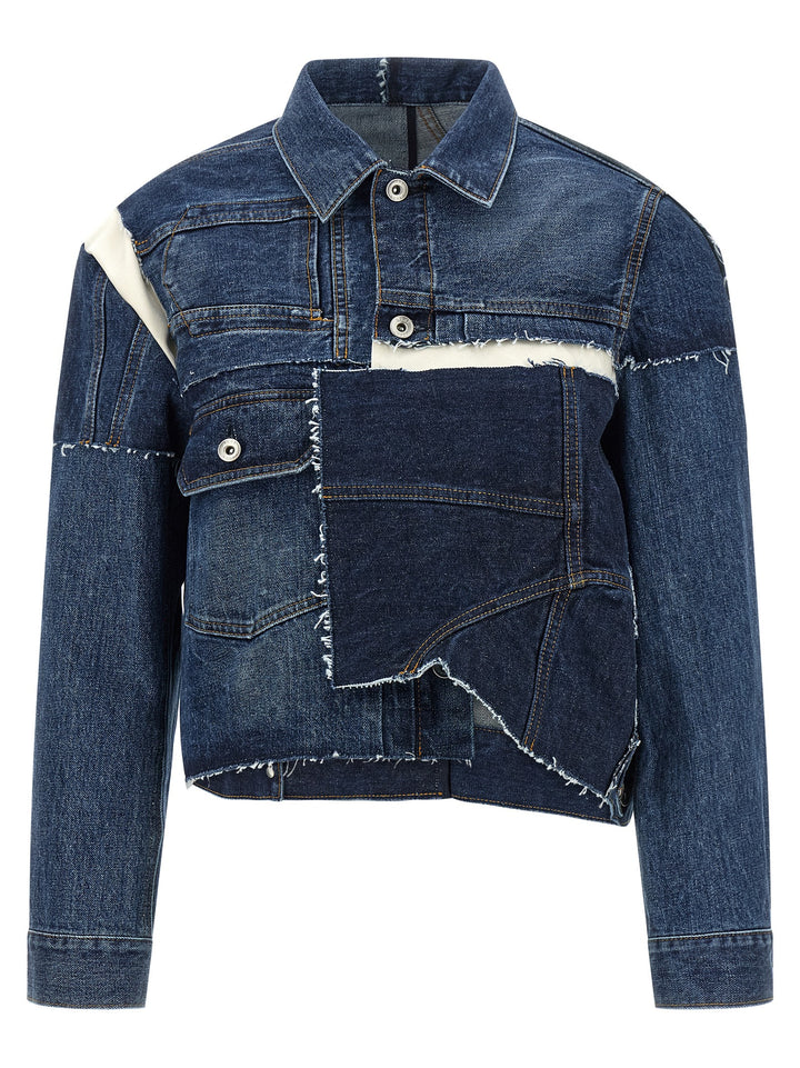 Sacai Patchwork Denim Jacket Puffer Jackets - Blu | 5bd01e12d010ef647bc1e173e5c44149a5ce0dd1
