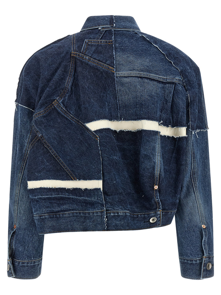 Sacai Patchwork Denim Jacket Puffer Jackets - Blu | 91f3d5b46dc4e407cbeaee6eee62e92cf007901a