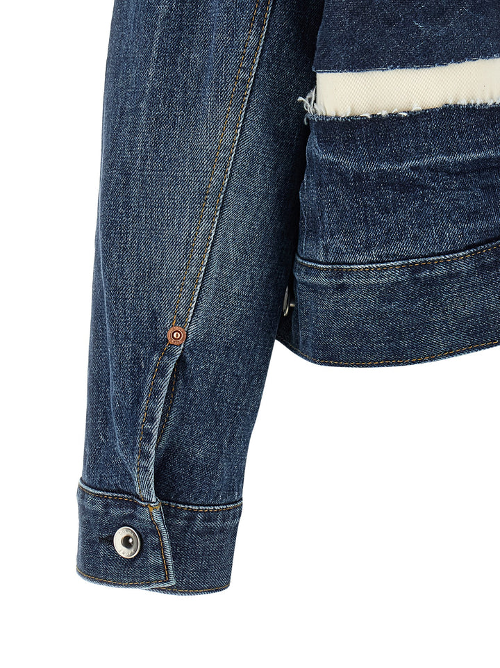 Sacai Patchwork Denim Jacket Puffer Jackets - Blu | a68a8904ad4c0e10245369fc5940fa1c1e8b5094