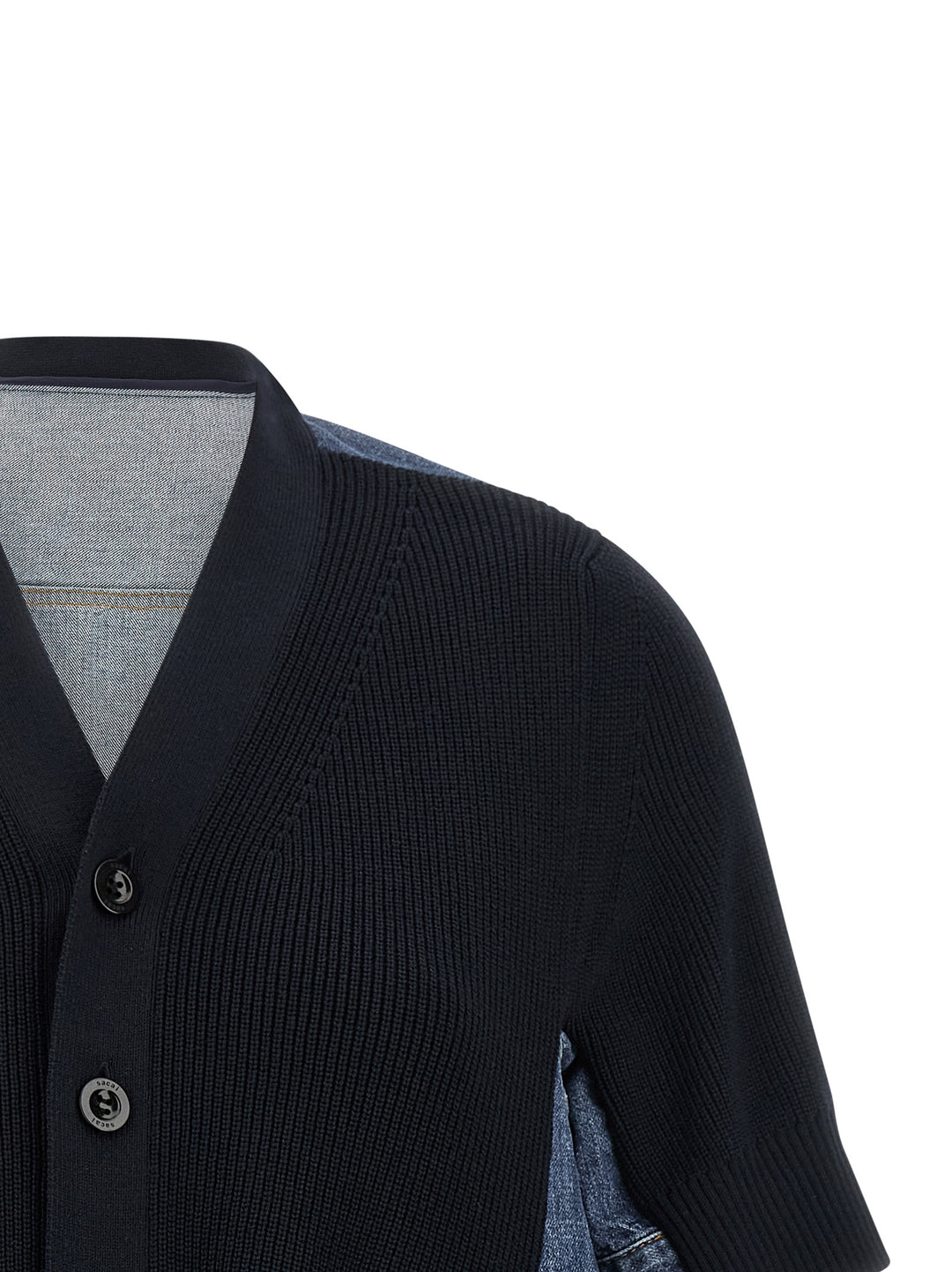 Sacai Denim X Knit Maglioni - Blu | 43b2c1aff2b94d547560f8df7273c5d6314f83b5