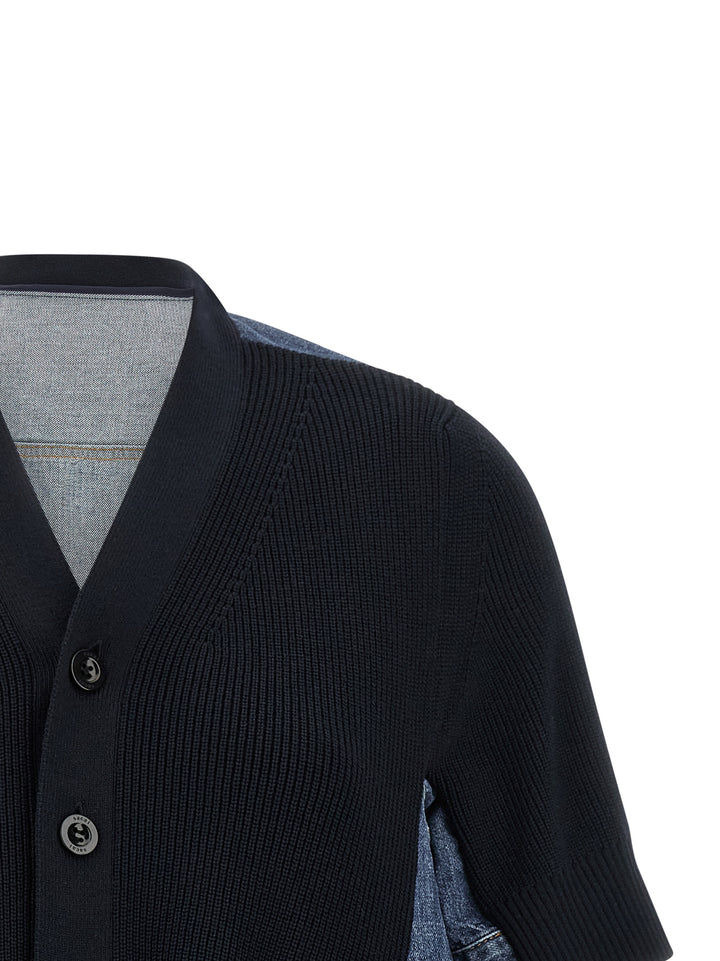 Sacai Denim X Knit Maglioni - Blu | 43b2c1aff2b94d547560f8df7273c5d6314f83b5