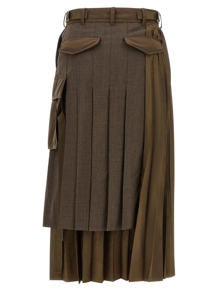 Sacai Hybrid Construction Skirt Gonne - Marrone | 3b7c8c8a7ea29287dcefae447038a70e12a2bf46
