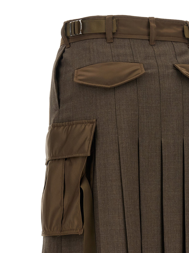 Sacai Hybrid Construction Skirt Gonne - Marrone | b6b52bb081a5c231a9b833b76f884678abff46d6