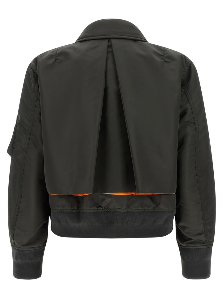 Sacai Double Layer Blouson Puffer Jackets - Verde | 94fe519f9f39d35f3305a38d1b1f4c138eac9982