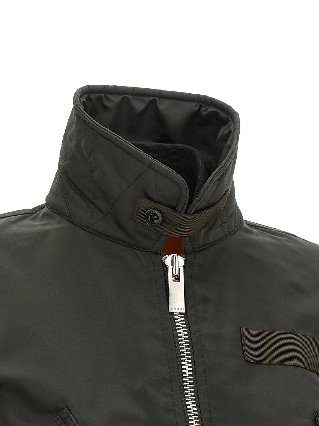 Sacai Double Layer Blouson Puffer Jackets - Verde | 86f78cfedee393e4f0913614212f736f4fcc44a0